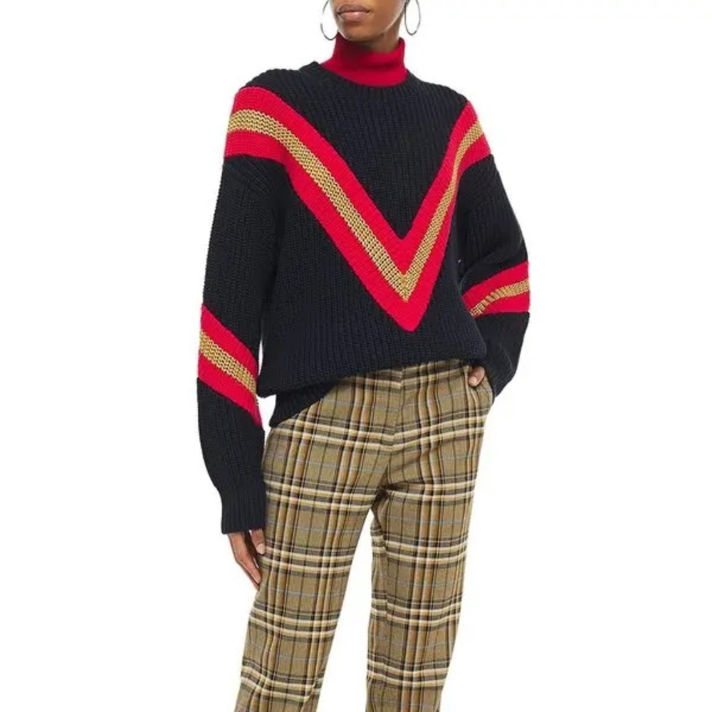 RAG & BONE Leon Oversized Striped Ribbed Cotton-Blend Sweater